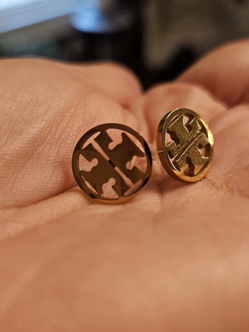Tory Burch Gold Logo Round Cuff Links